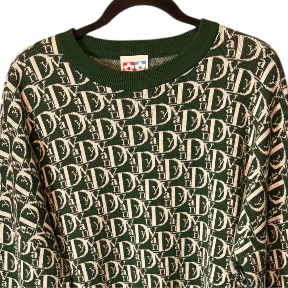 Vandy The Pink Vandy Vior Monogram Wool Knit Sweater Green Large Designer - Picture 5 of 7